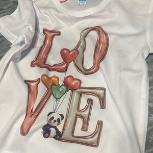 White T-Shirt with Love and Panda Designed